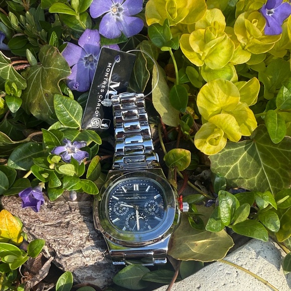 #98 Montres Carlo Silver and Blue Watch - Picture 3 of 3